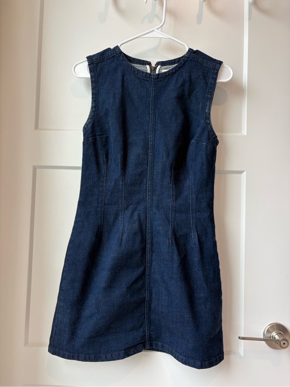 Abercrombie Classic Sleeveless Denim Shift Dress - Dark Blue